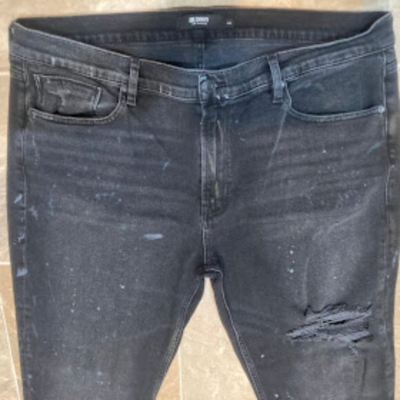 HUDSON | Zack Skinny Stretch Jeans Black Paint Splatter Distressed Denim Sz 42 - Picture 4 of 14